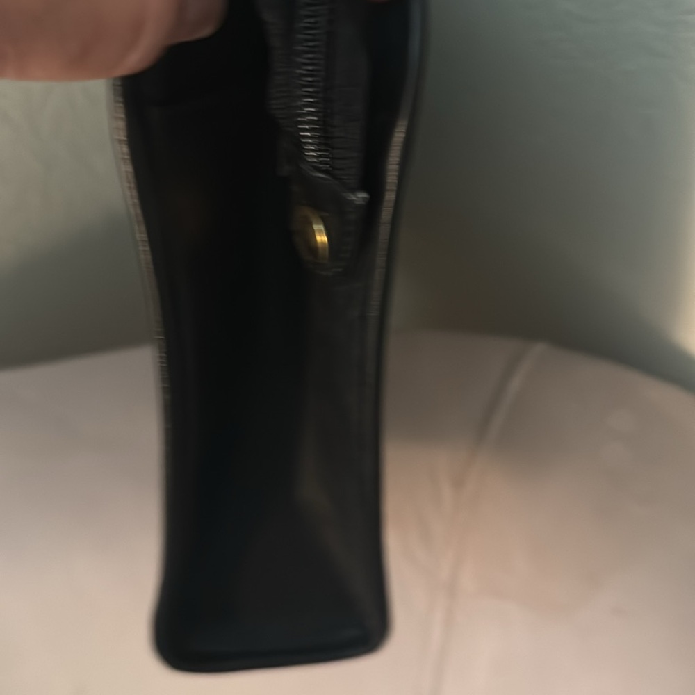 Mario Valentino black Pvc embossed clutch w/gold initial V hardware on front - Picture 4 of 6
